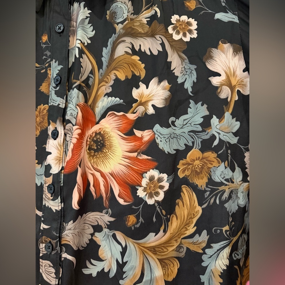 Anthropologie Brielle Relaxed Buttondown Floral Multicolor Botanical Blouse Sz L - Picture 3 of 9